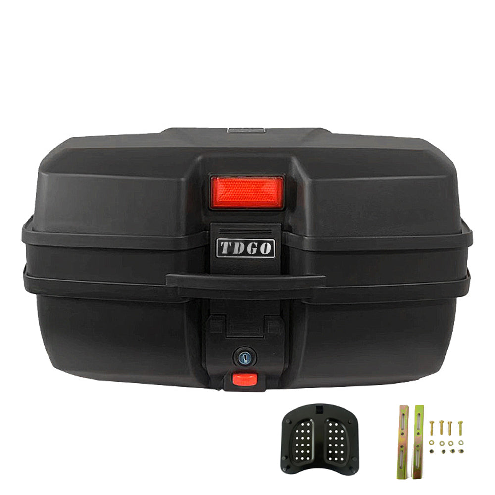 48L Motorcycle Tail Box Rear Trunk Waterproof with 2 Keys Mounting Base Plate P9456