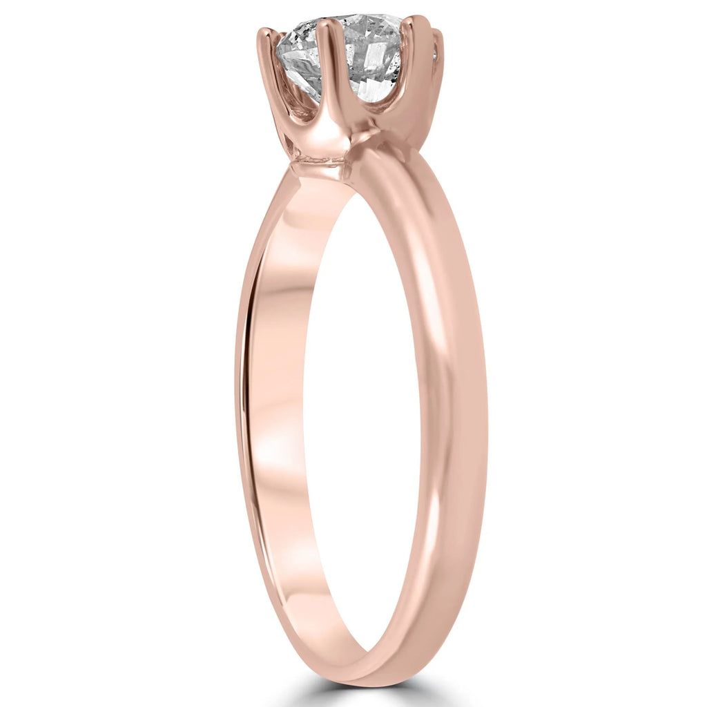 1ct Round Diamond Solitaire Engagement Ring 14K Rose Gold U437035