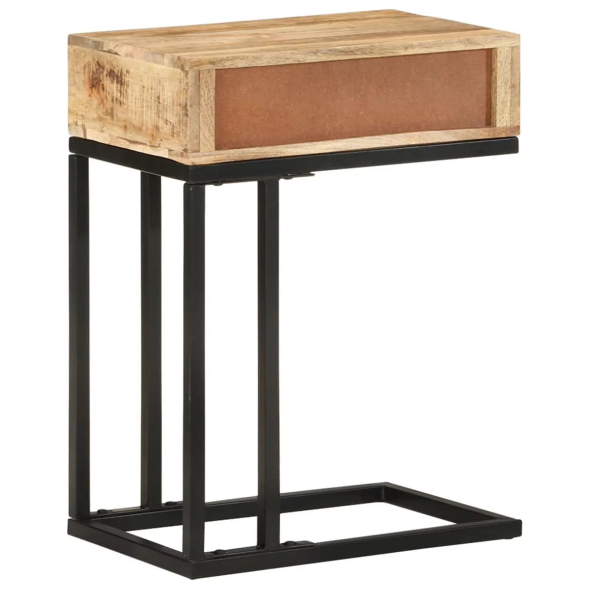 U-Shaped Side Table with Storage Drawer Mango Wood Steel Frame A7135