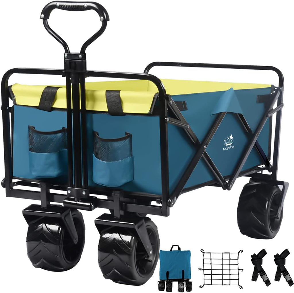 Black Heavy Duty Folding Utility Cart with Universal Wheels Adjustable Handle I72914