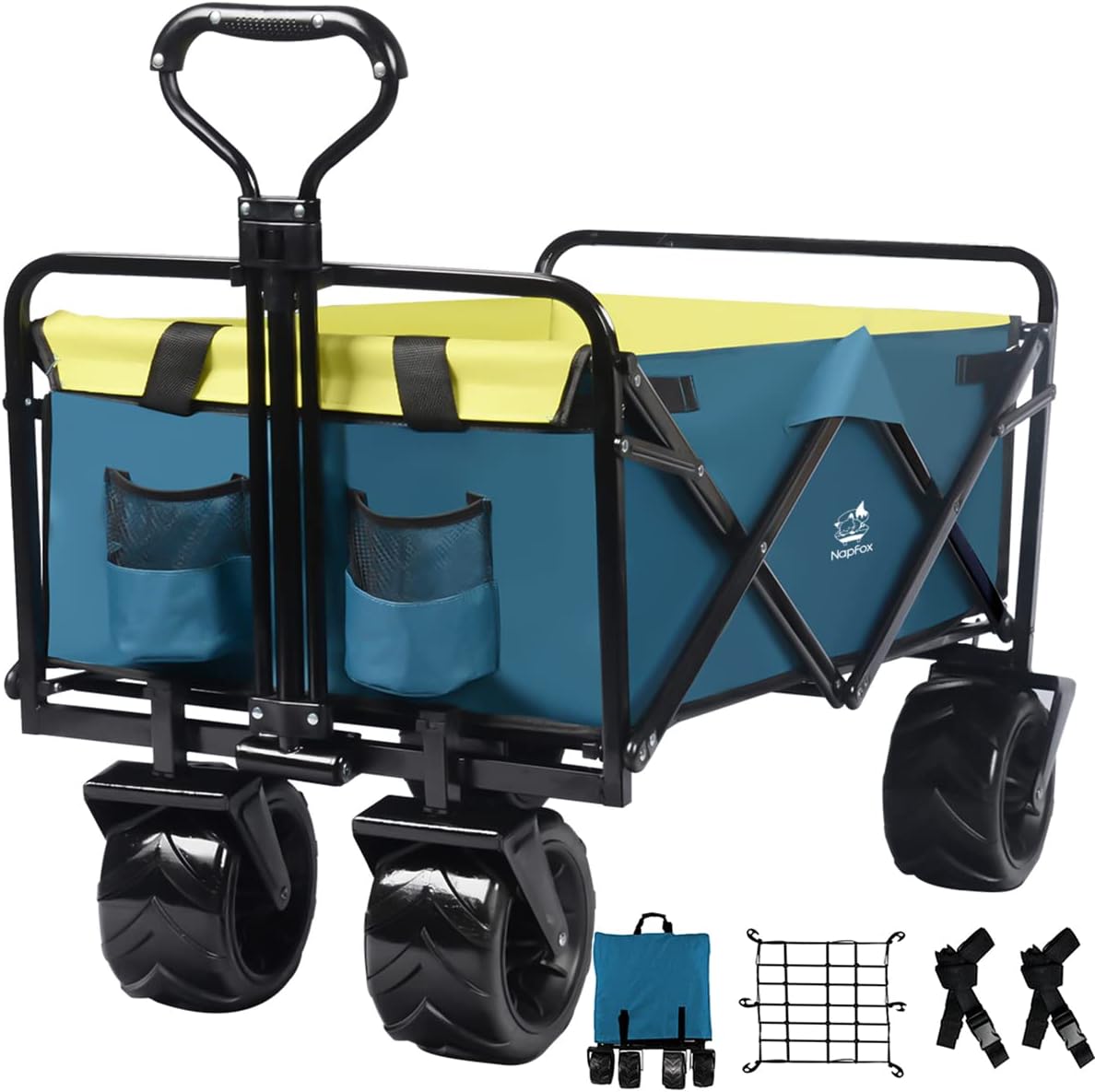 Black Heavy Duty Folding Utility Cart with Universal Wheels Adjustable Handle I72914