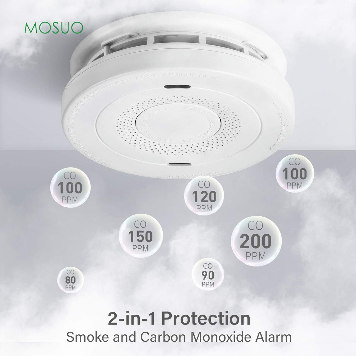 Smoke and Carbon Monoxide Detector Alarm, 10-Year Battery, Dual Sensor D7819