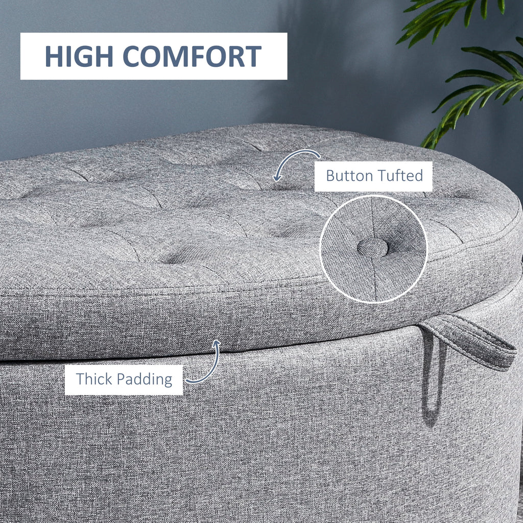 Gray Half Moon Storage Ottoman with Lift Lid T88566