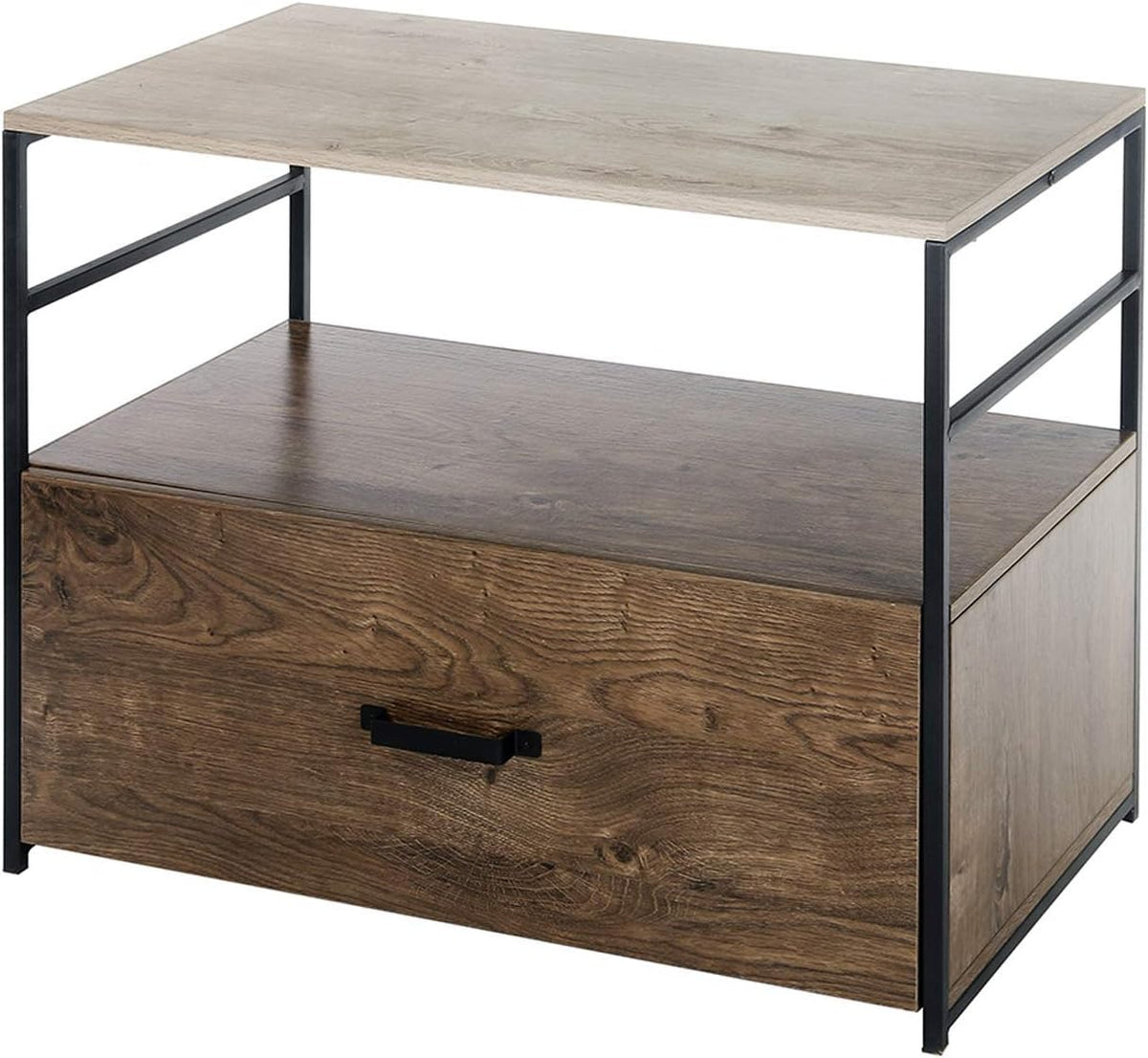 Wood Lateral File Cabinet with 1 Drawer, Printer Stand with Storage Shelves H53641