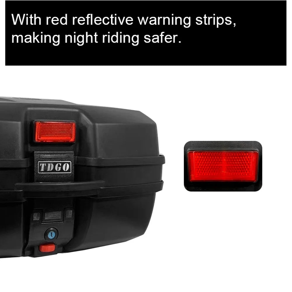 48L Motorcycle Tail Box Rear Trunk Waterproof with 2 Keys Mounting Base Plate P9456