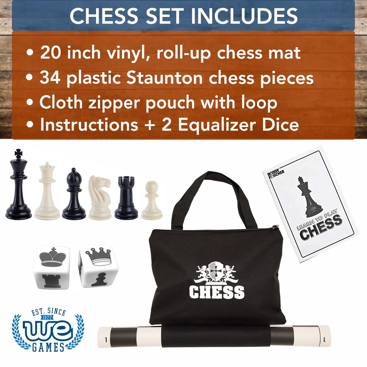 Tournament Chess Set - 20 in. Vinyl Board, Staunton pcs H567691