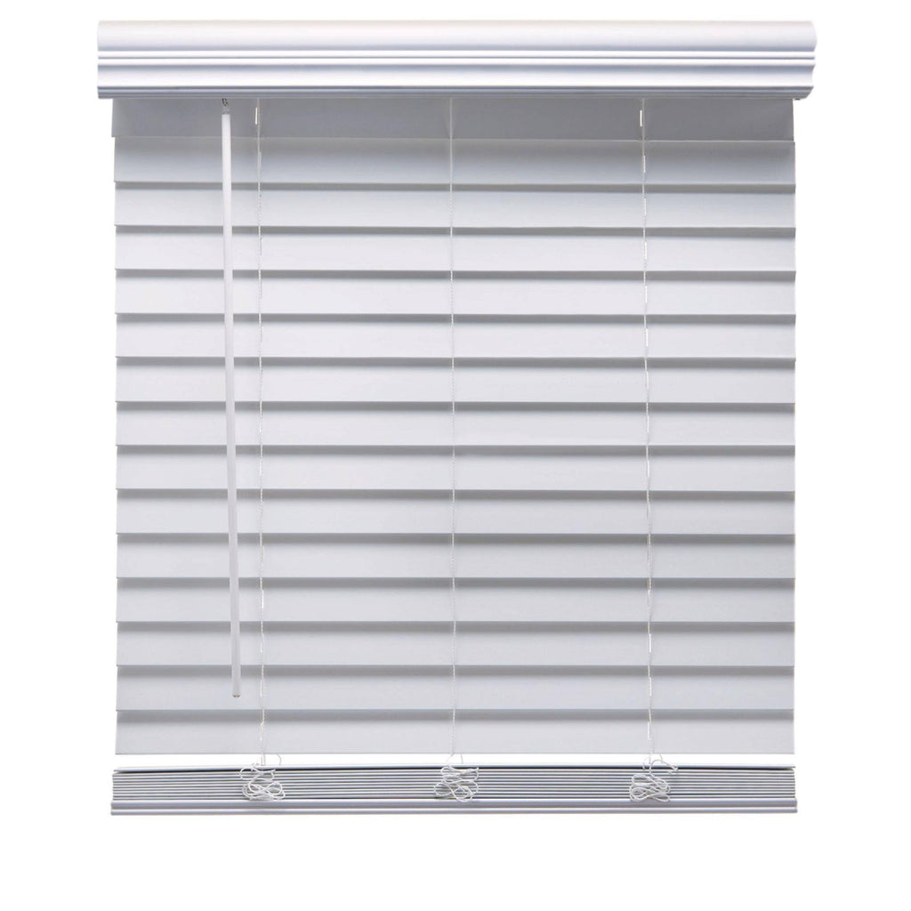 White 68.5 W x 60 H Faux Wood Blinds Q98621