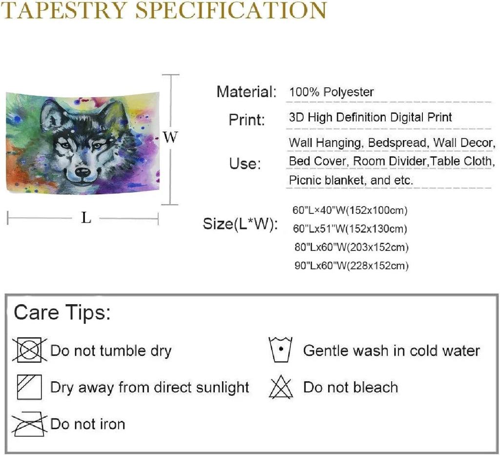 Rainbow Dogs Paw Footprints Black Tapestry Wall Hanging 60"x51" O377099
