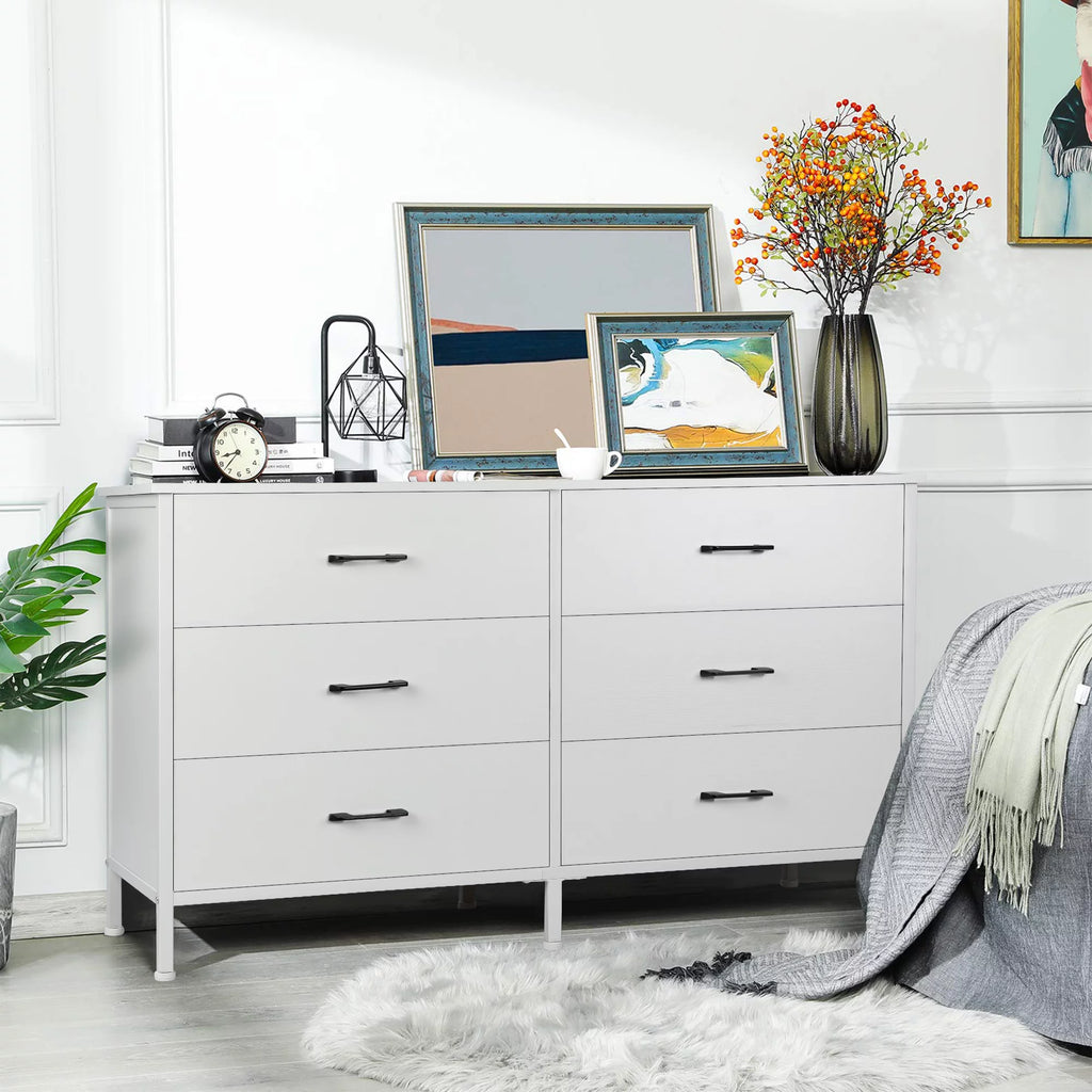 White 6 Drawer Wooden Dresser F441