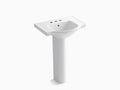White 24 In. Pedestal Bathroom Sink with 4 In. Centerset Faucet Holes S6427