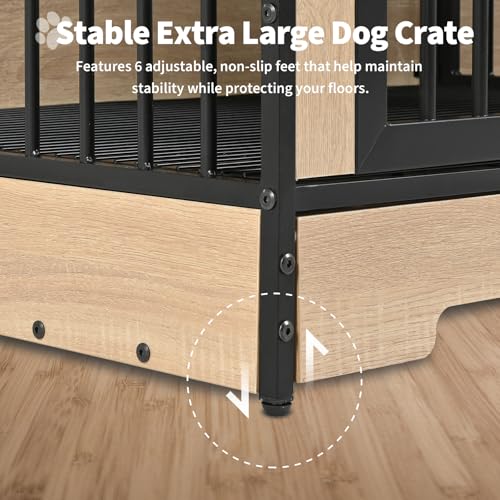 75’’ Double Dog Crate Furniture with Removable Divider & Trays K18344