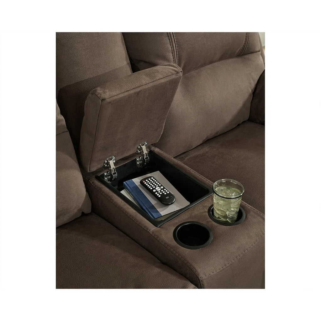 Brown Faux Leather Power Reclining Loveseat X138453