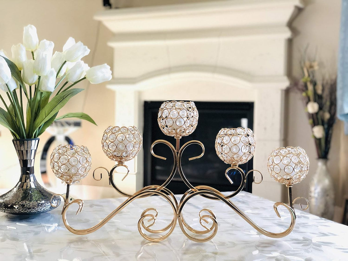 Gold Crystal Candlestick Candle Holder I412