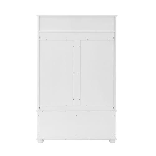 64" 3-in-1 Hall Tree Entryway Four Hooks Rattan Door Shelves Shoe Storage Bench Cabinets with Solid Feet J853