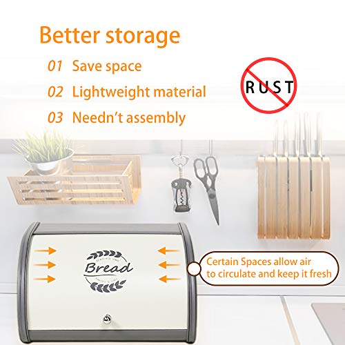 Metal Bread Box with Roll Top Lid Q3442