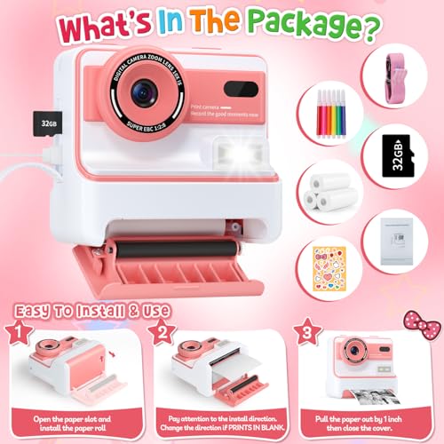 Dual Lens Instant Print Digital Camera with 32GB Card J861