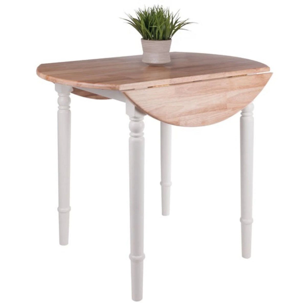 Drop Leaf Dining Table with Chairs Set of 5 Beige and White S4884