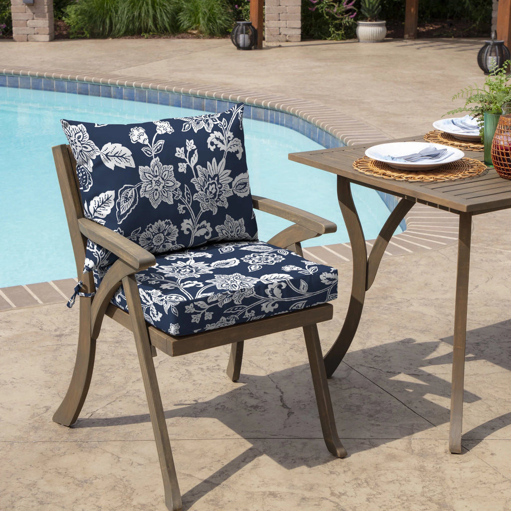 Sapphire Blue Outdoor Dining Chair Cushion Set 21 x 21 T6011