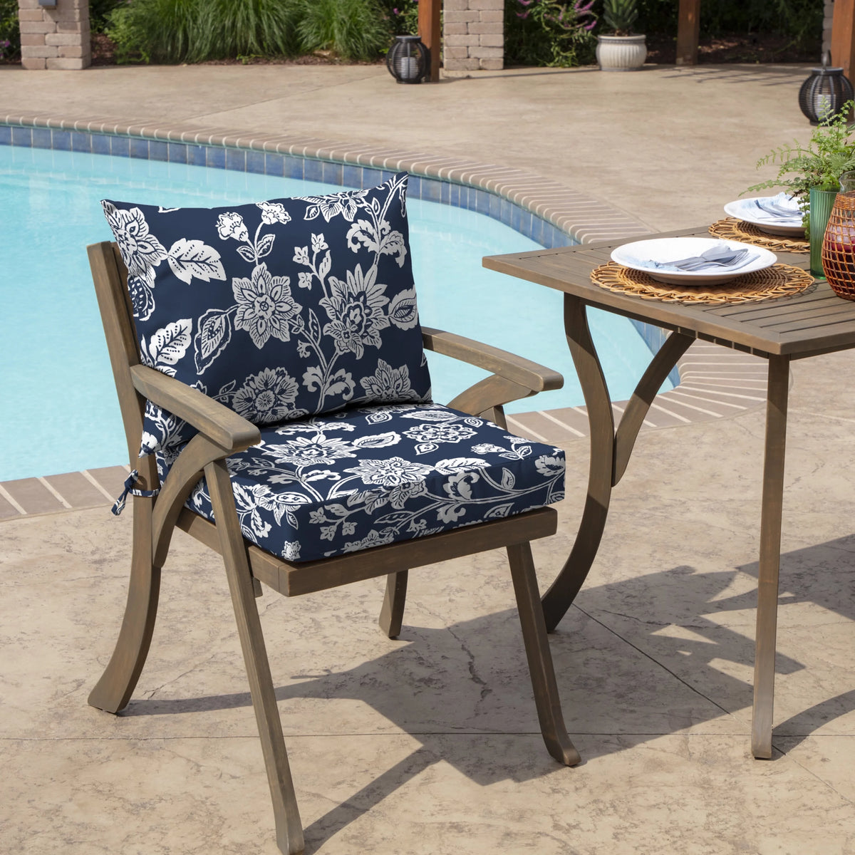 Sapphire Blue Outdoor Dining Chair Cushion Set 21 x 21 T6011
