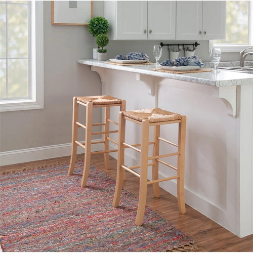 29.15" Traditional Wood Backless Bar Stool D6768