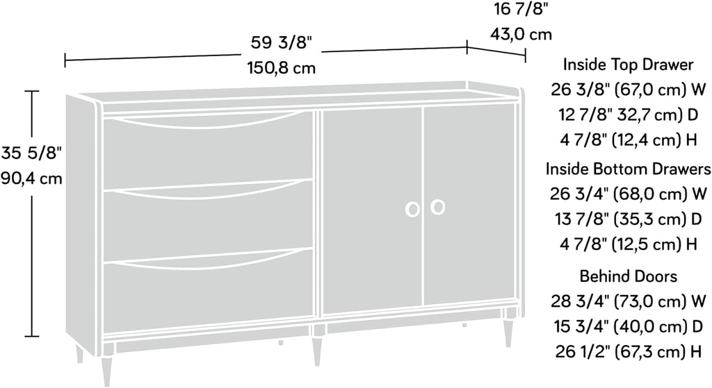 TV & Media Credenza with Drawers, Split Oak Finish P272412