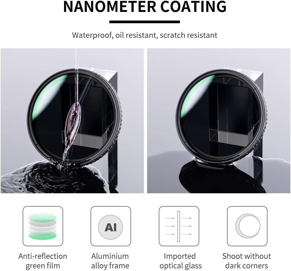 67mm Variable ND Filter ND32-ND512 5-9 Stops Neutral Density Lens Filter B256