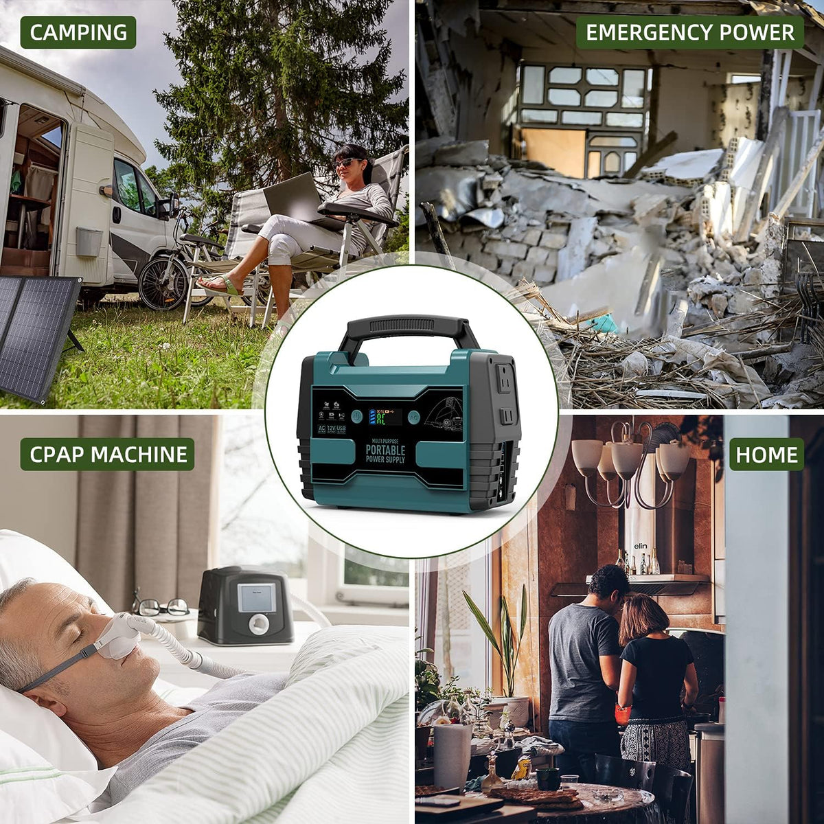 Portable Power Station 42000mAh 155Wh Lithium Battery 2 AC Outlet 2 USB-A LED Flashlights F55273