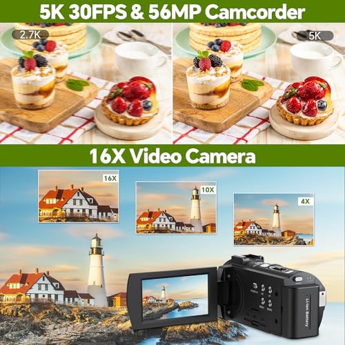 5K Video Camera Camcorder with 16x Digital Zoom V3057
