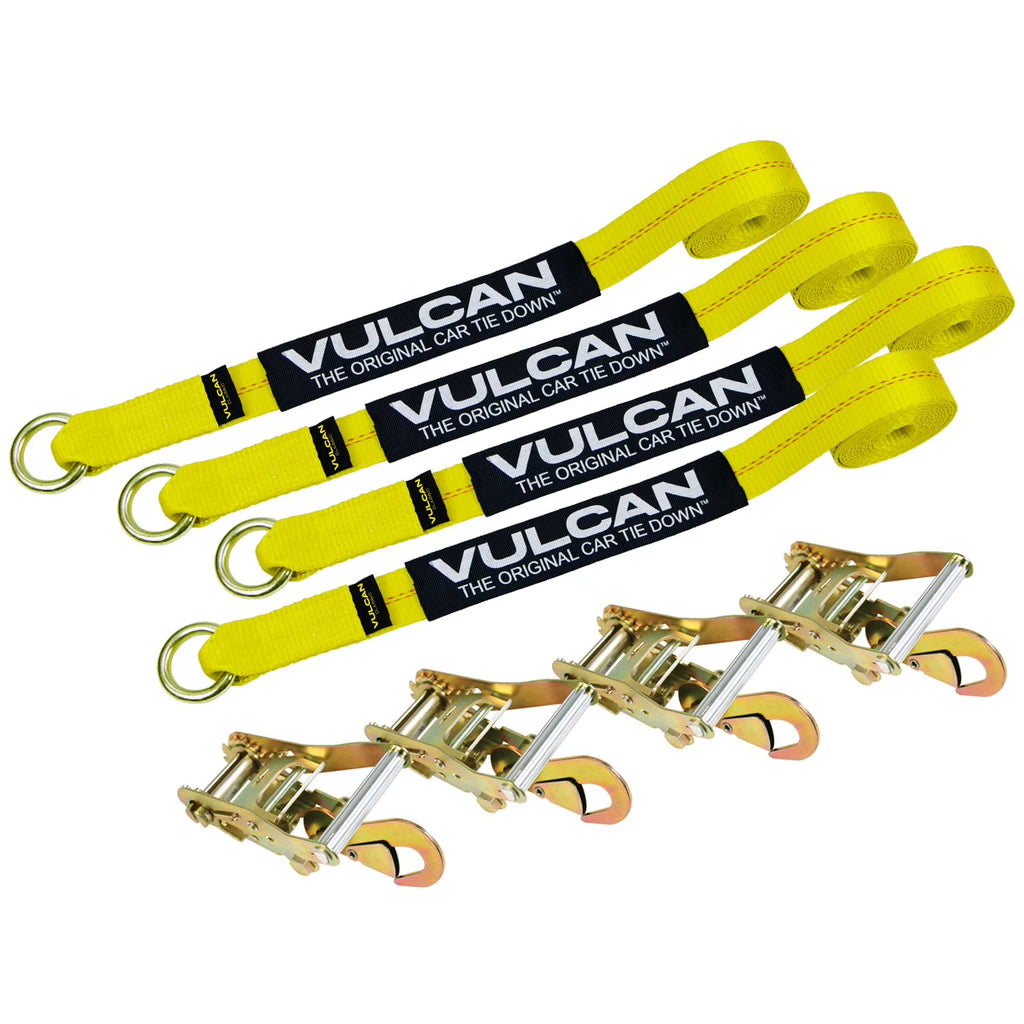 Yellow 2 inch x 144 inch Ratchet Tie Down 4 Pack I52628