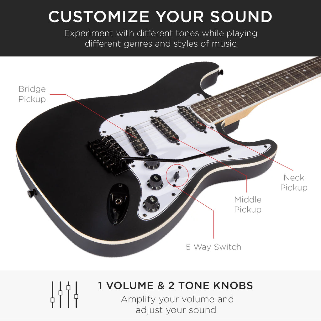 39in Full Size Beginner Electric Guitar Kit with Case D349