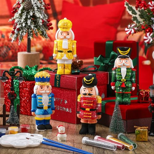 Set of 4 Ceramic Christmas Nutcrackers Paint Craft Kit E52968