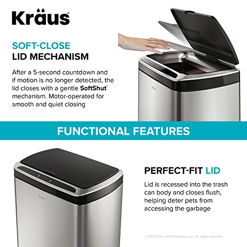 Rectangular 13 Gallon Hands-Free Motion Sensor Trash Can S6810