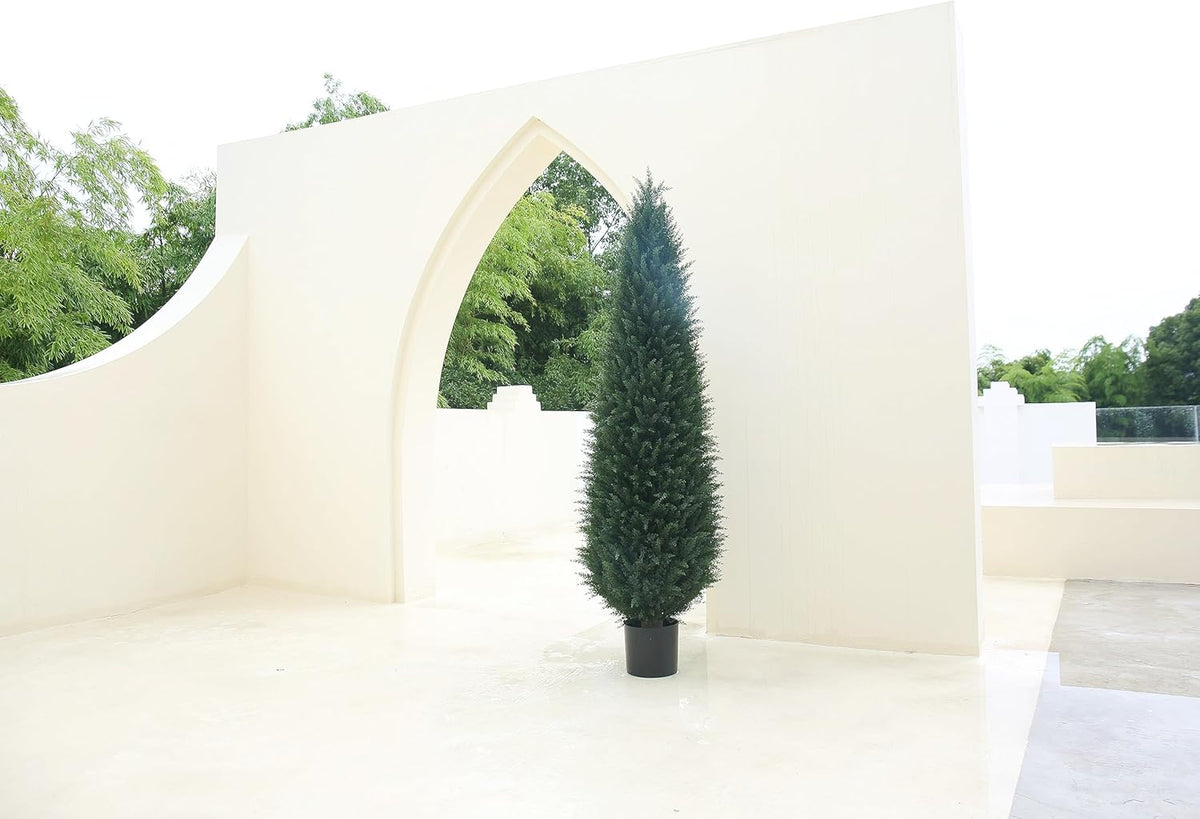 Artificial Cedar Topiary Tree Potted Plants UV Resistant Leaves Outdoor Artificial Shrub C358810