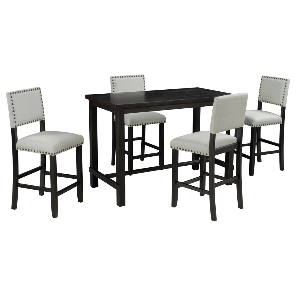 5 Piece Counter Height Dining Table Set with 4 Cushioned Chairs T77913