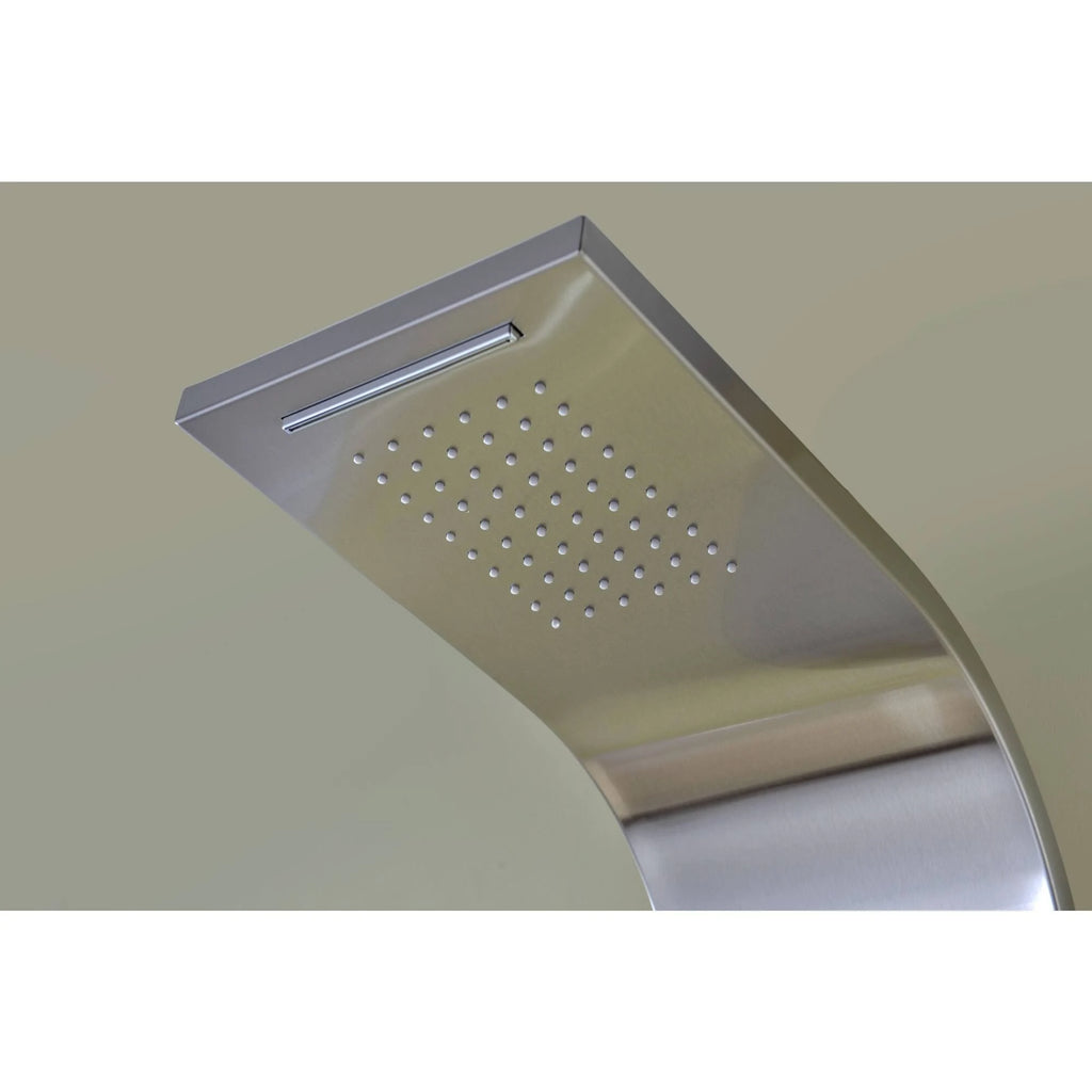 Brushed Steel 2-Jetted Shower Panel with Heavy Rain Shower and Spray Wand P393512