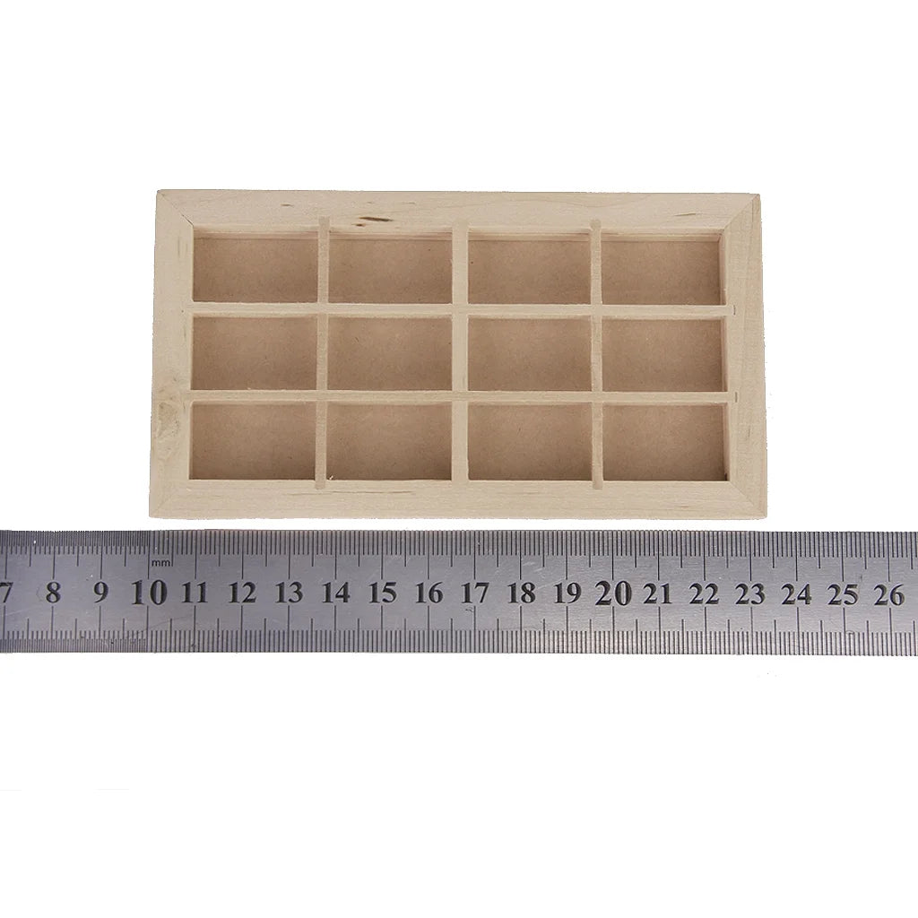 Vintage 12-pane Wooden Dolls House Window N834