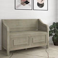 Distressed Gray Wood Flip Top Storage Bench Q82610