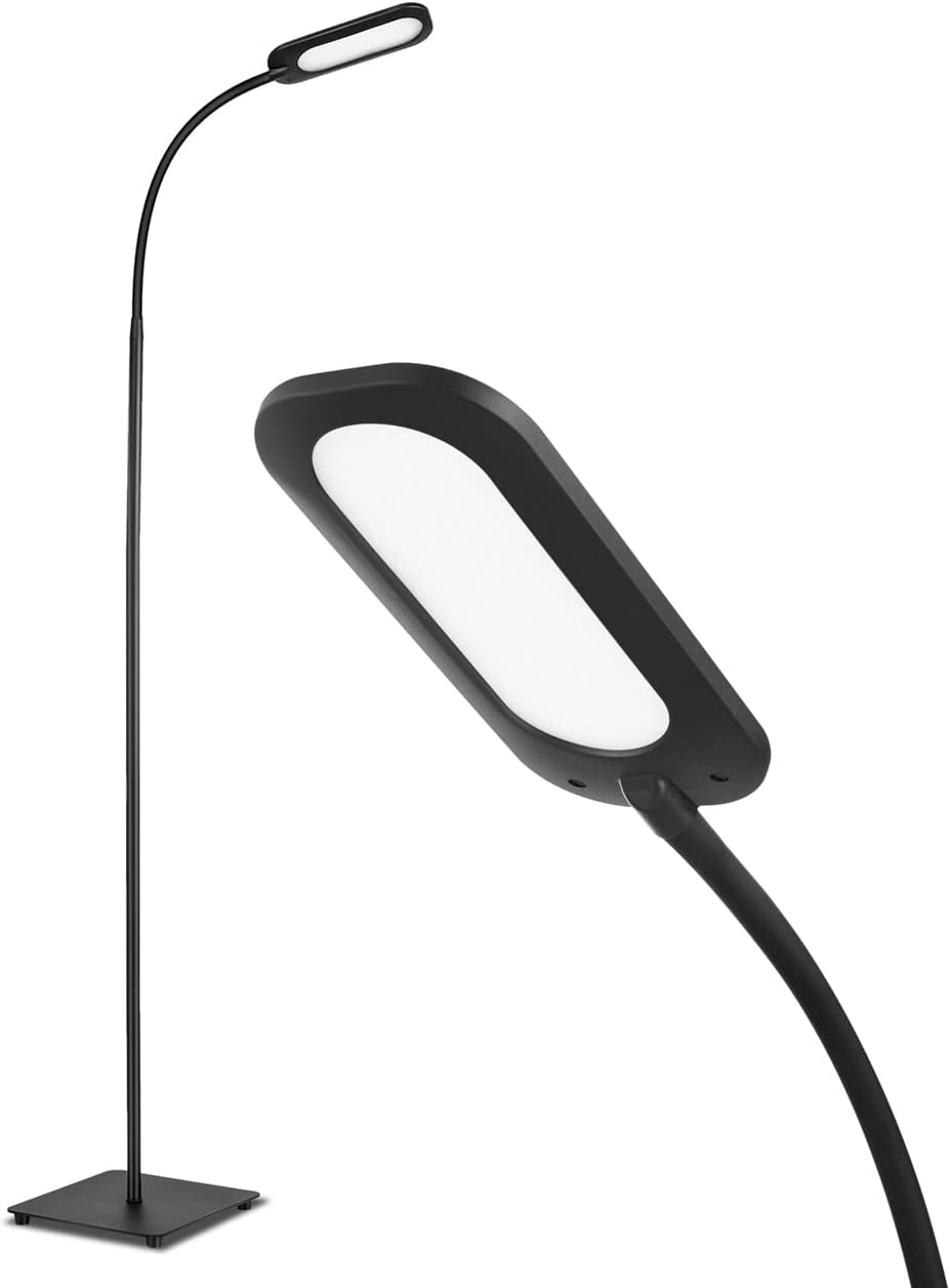Black LED Floor Lamp with Adjustable Gooseneck J28679