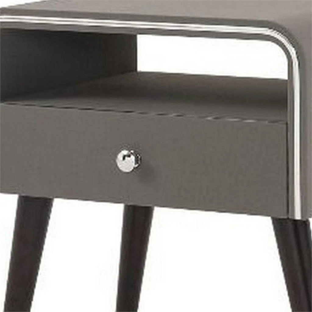 16" 1-drawer Wood Curved Edge Nightstand F912