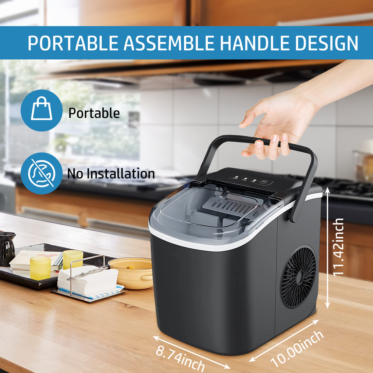 Black Countertop Ice Maker Machine M38483