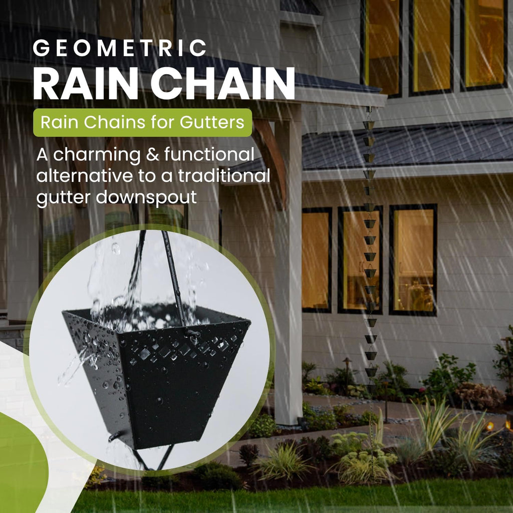 Black Powder Coated Rain Chain Kit 10 ft J9411