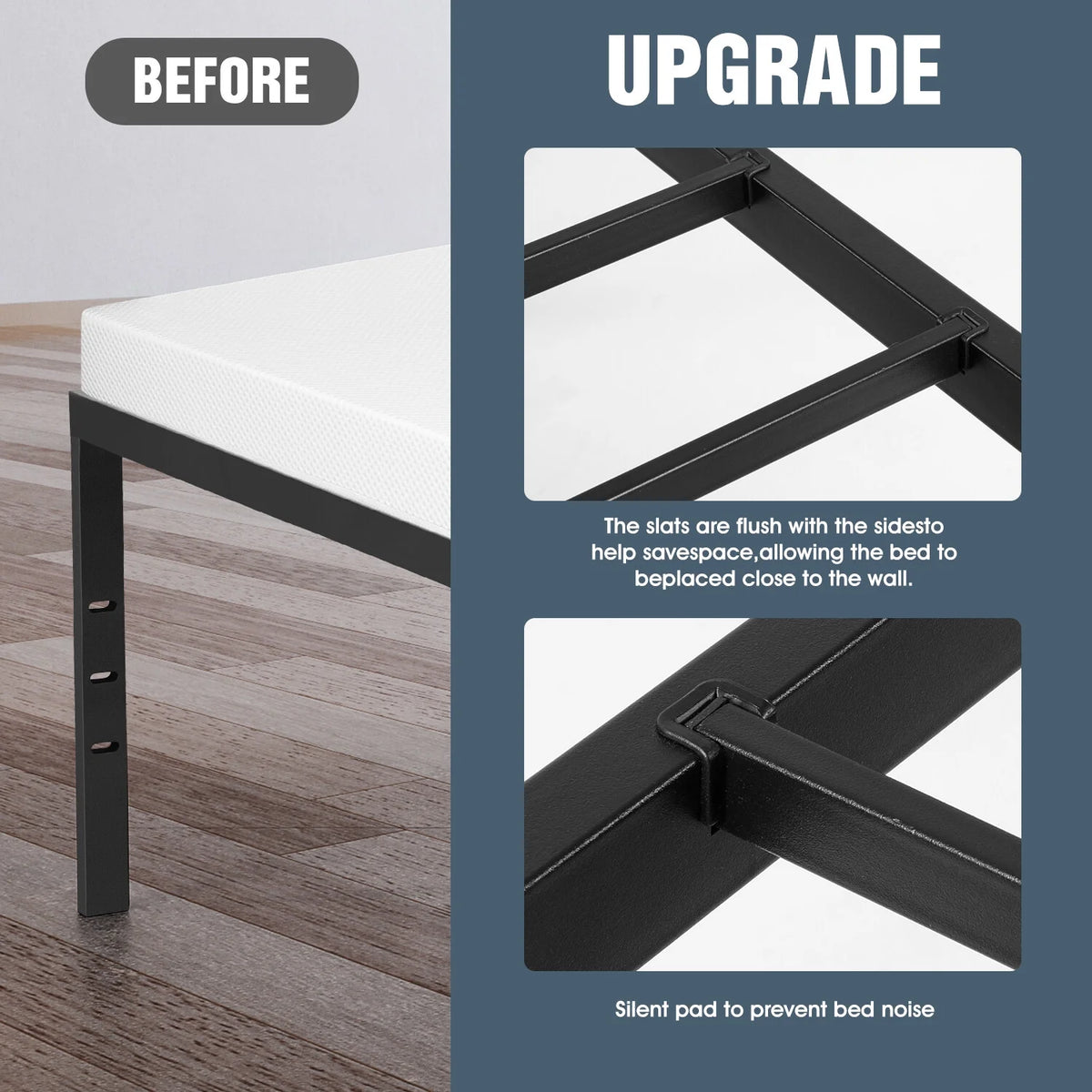 Metal Platform Bed Frame with Built-in Storage Full Size C996