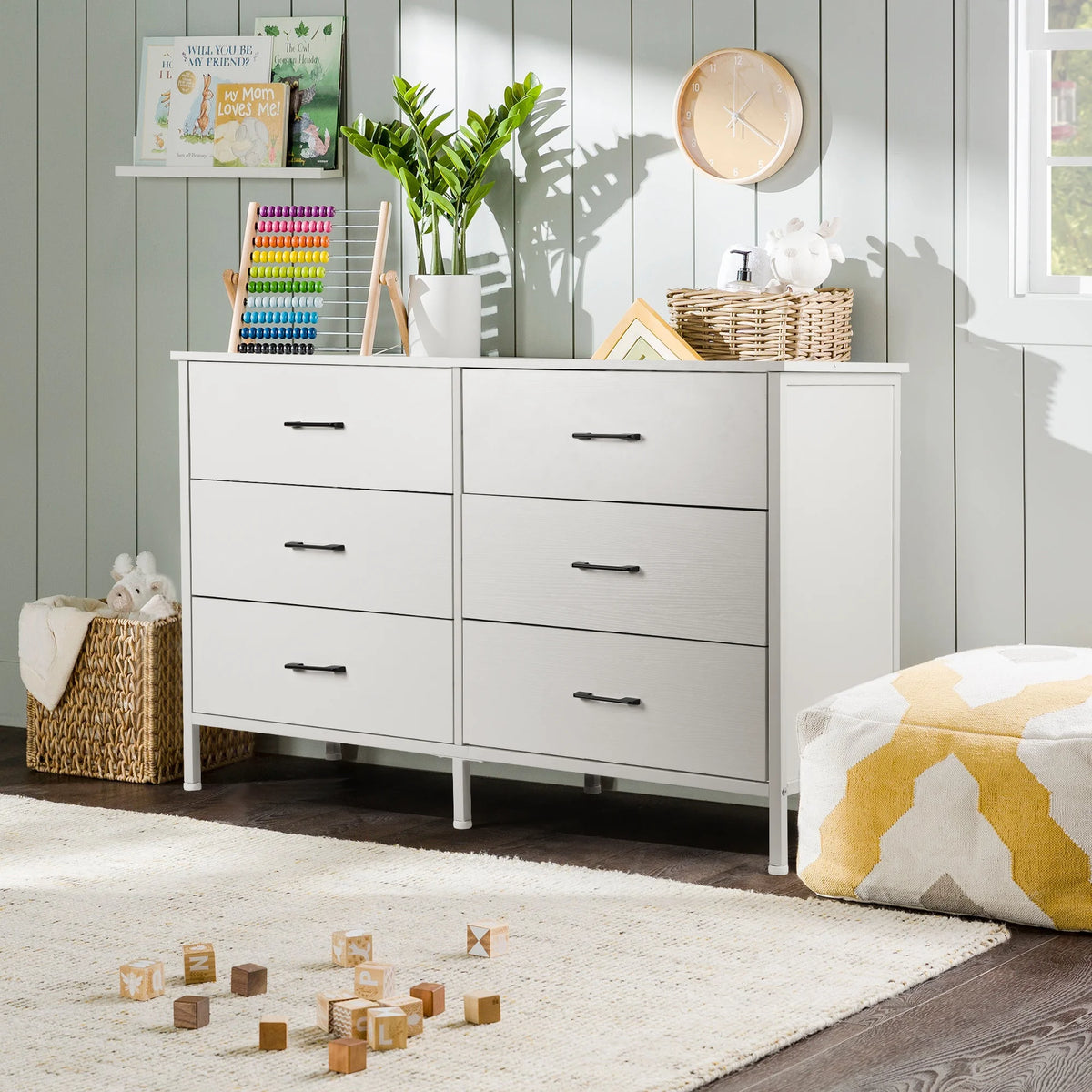 White 6 Drawer Wooden Dresser F441