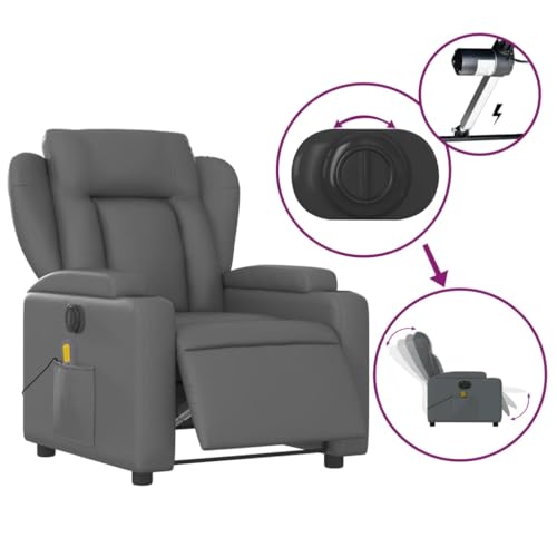 Gray Faux Leather Electric Massage Recliner Chair B991