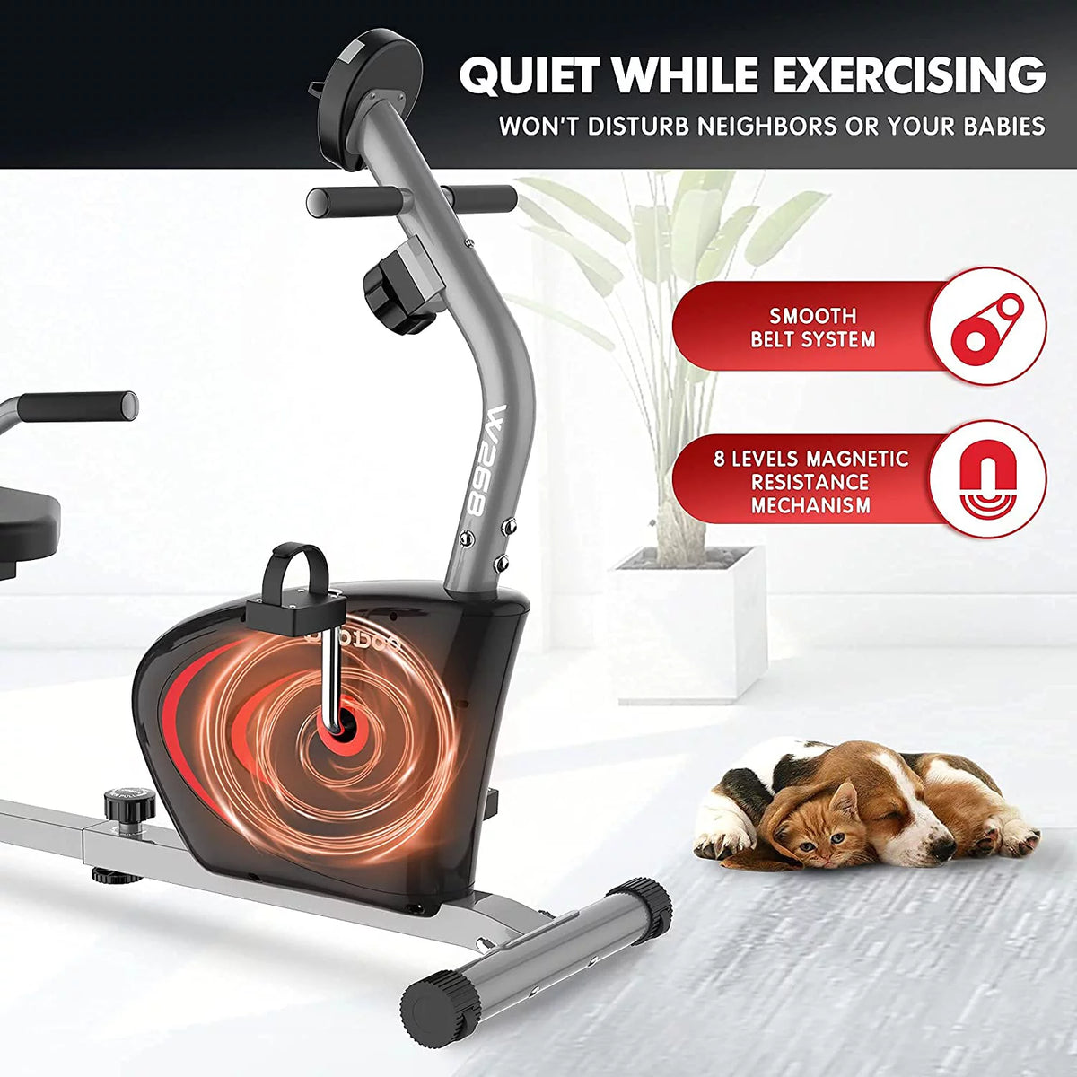 Recumbent Exercise Bike 8 Level Adjustable Magnetic Resistance C97602