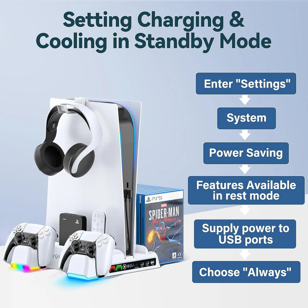 PS5 Stand and Cooling Station with RGB LED A5616