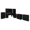 Black L Shaped Desk with Hutch and Storage D29221