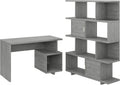 Modern Gray Writing Desk with Etagere Bookcase C9989