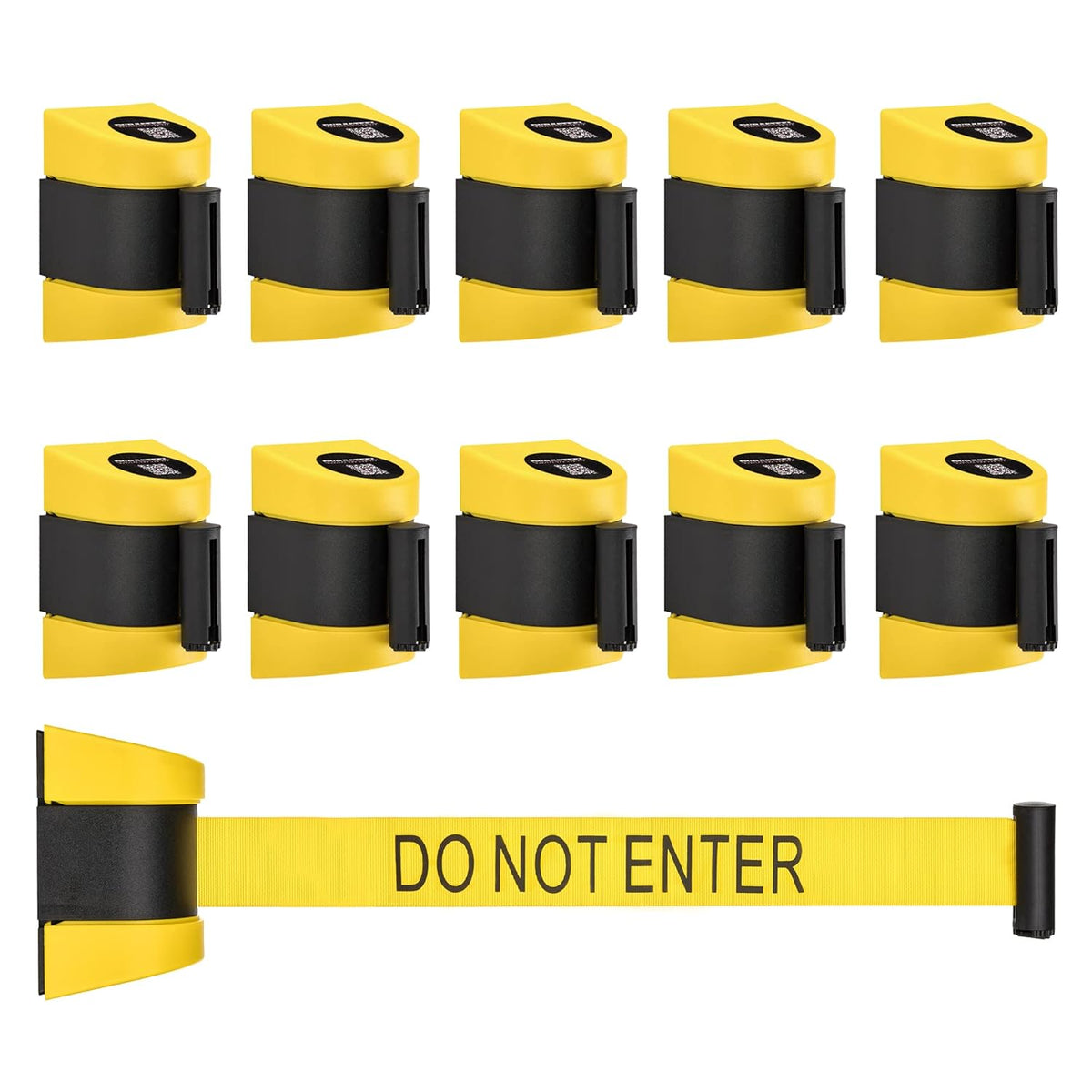 Retractable Wall Mount Caution Belt, 6.5 Ft. Yellow Do Not Enter Belt with Sturdy ABS Casing L20556