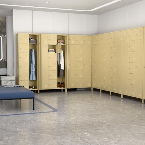 72" H Metal Storage Lockers with Doors and Rod, 7+1 Doors, Camel J559909